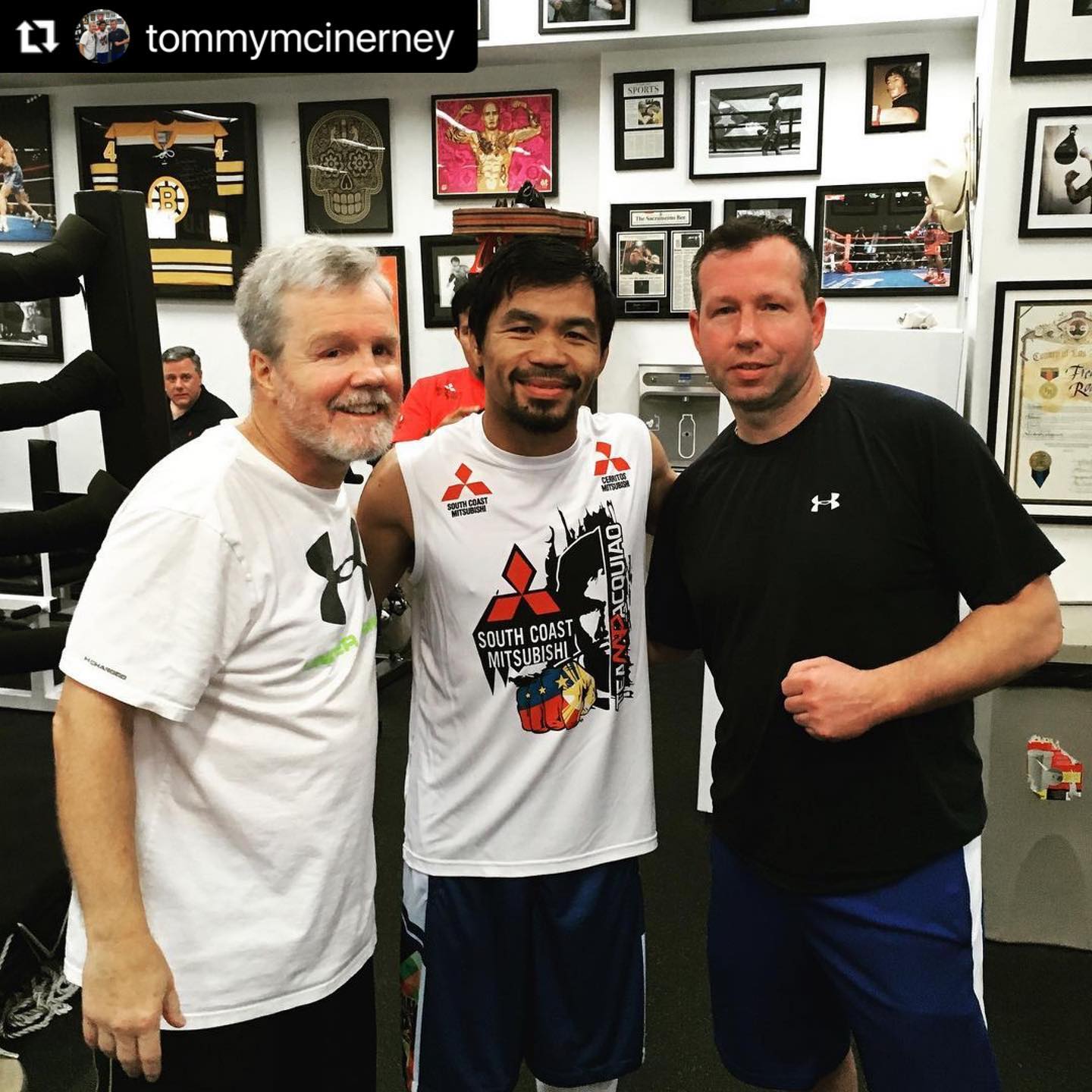 Repost @tommymcinerney •••
Great to get the opportunity to meet one of the best in the sport of boxing @mannypacquiao and be able to watch train @wildcardboxingclub with @freddieroach . Best of luck on your retirement , Thanks for all you have done for the sport . @fitboxboxingfitness